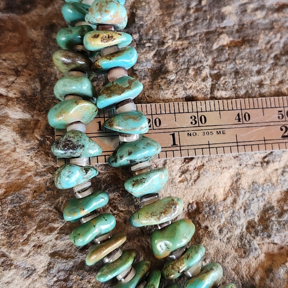 Sterling Silver Genuine Turquoise 2 strand Necklace Set - Picture 11 of 17